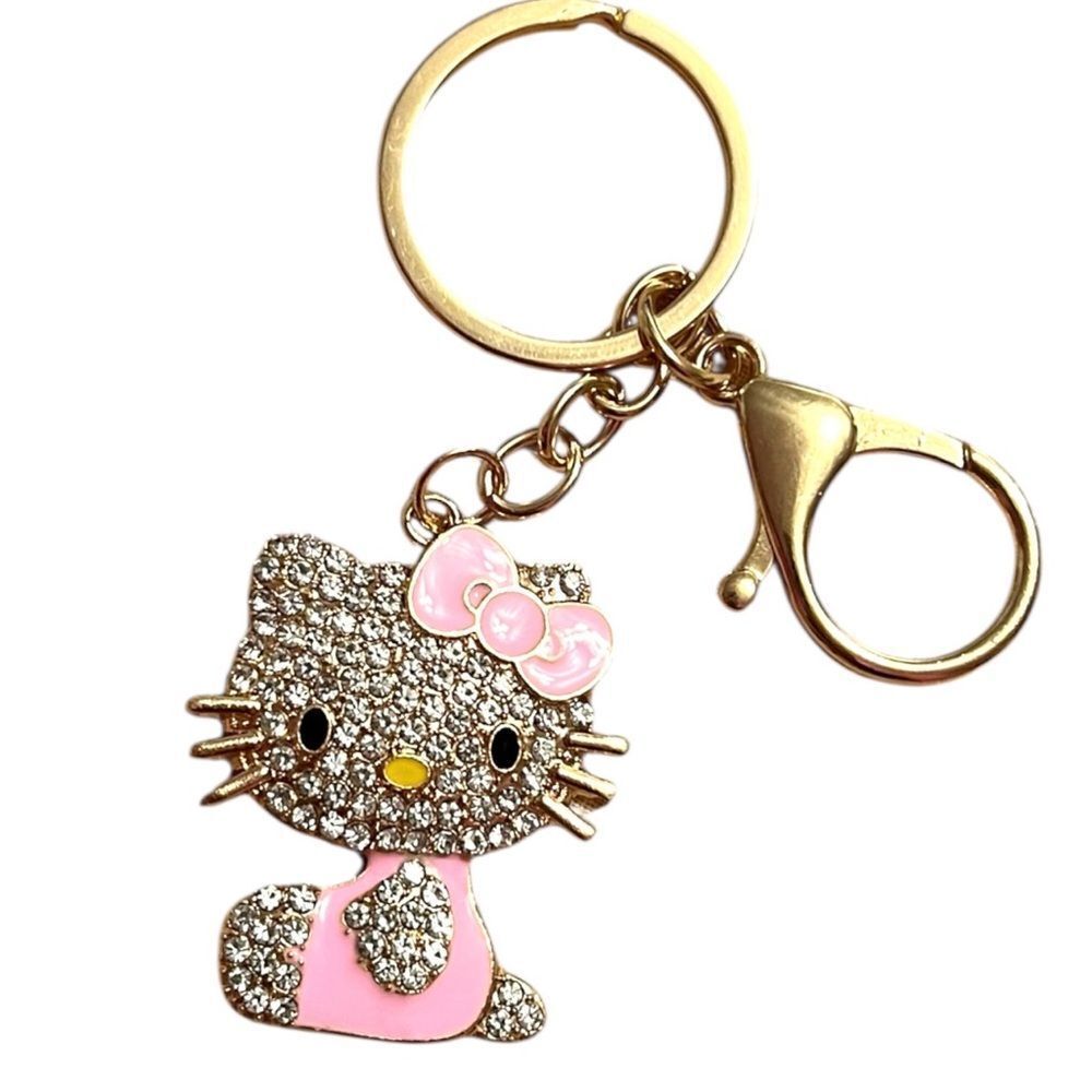Hello Kitty Pink Dress Crystal Keychain Bag Charm